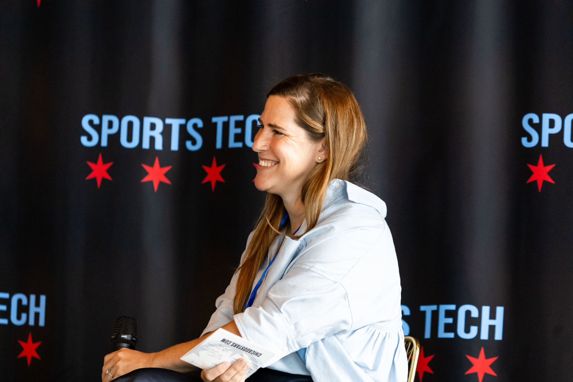 Speaker on stage at Chicago Sports Tech Week