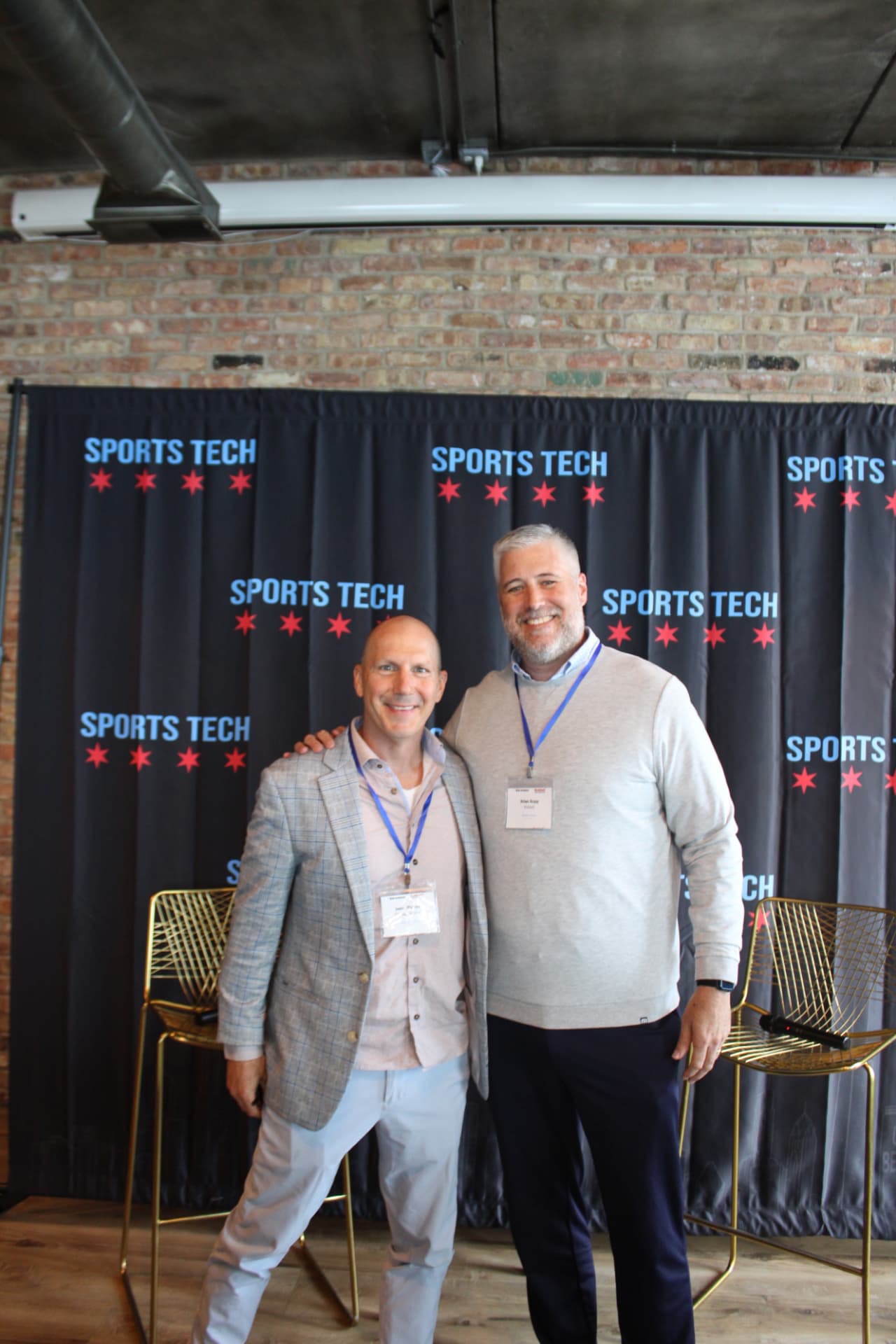 Attendees at the Chicago Sports Tech Week step and repeat